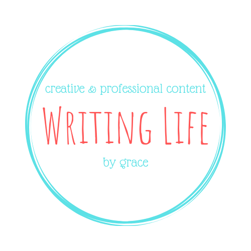 content writing: Content Writing logo; Writing Life by Grace